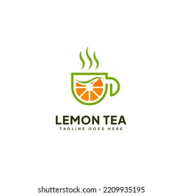Creative Line Art Lemon Tea Logo Vector