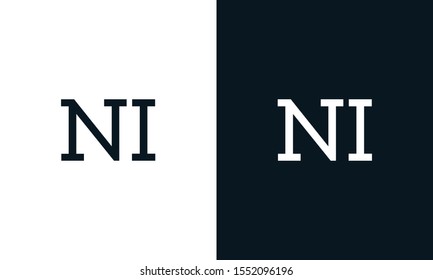 Creative line art letter NI logo. This logo icon incorporate with two letter in the modern way.
