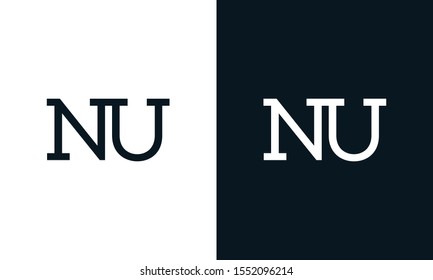 Creative line art letter NU logo. This logo icon incorporate with two letter in the modern way.
