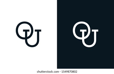 Creative line art letter OU logo.