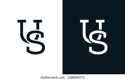 Creative line art letter US logo.