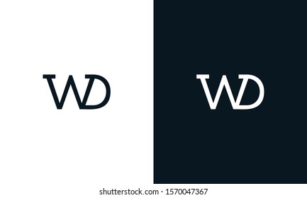 Creative line art letter WD logo. This logo icon incorporate with two letter in the creative way.