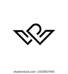 Creative line art letter WP or PW initial elegant shape alphabet fashion logo