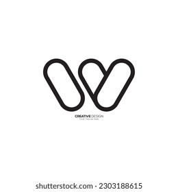 Creative line art letter WV negative space modern unique elegant logo. WV logo. VW logo
