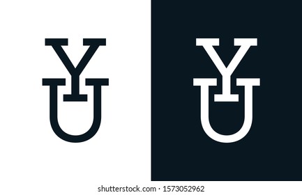 Creative line art letter YU logo. This logo icon incorporate with two letter in the creative way.
