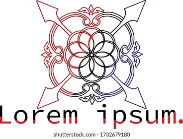 Un diseño creativo del logotipo de arte de línea con tres colores y un texto.
