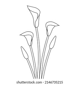ilustración de elemento de diseño de objetos de arte de línea creativa para la página de color de flores en flor