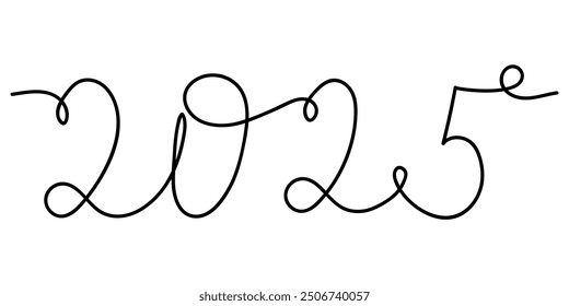 Creative line art representing the year twenty twenty-five with cursive style and artistic flair