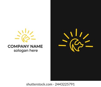 Creative Line art Sun Dog logo design template icon element