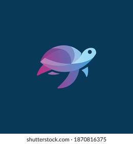 Creative line art turtle with origami's style and variant color
