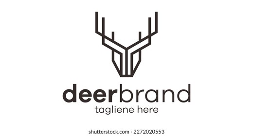 creative line deer design logo vector illustration