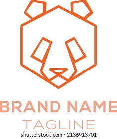 Creative line draw style of panda logo. Panda face icon design in illustrator 