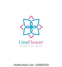 Creative Line Flower Concept Logo Design Template