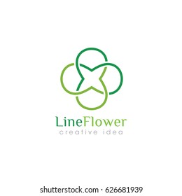 Creative Line Flower Concept Logo Design Template