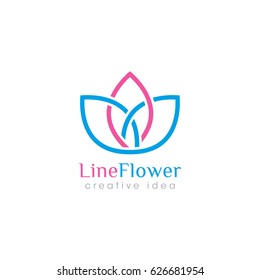 Creative Line Flower Concept Logo Design Template