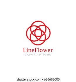 Creative Line Flower Concept Logo Design Template