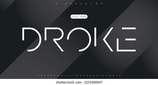 Creative Line font. Modern abstract digital tech font. Logo creative font, type, technology, movie, digital, music, movie. Fonts and illustration in vector format.