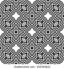 creative line geometric ornament with simple shape. seamless vector illustration. optical illusion effect
