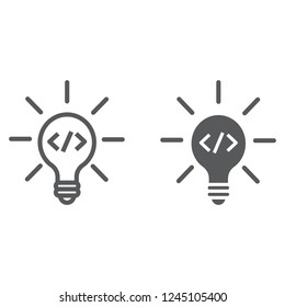 Creative line and glyph icon, idea and innovation, light bulb sign, vector graphics, a linear pattern on a white background, eps 10.