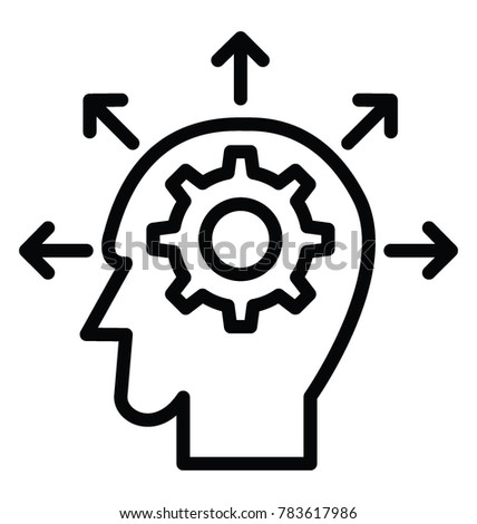 Creative line icon of realization conceptual drawing