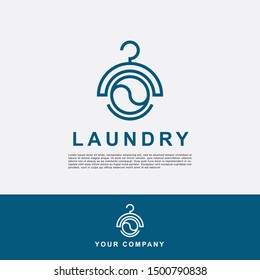Creative line laundry hanger logo template. Elegant symbol concept.