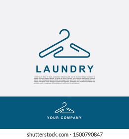 Creative line laundry hanger logo template. Elegant symbol concept.