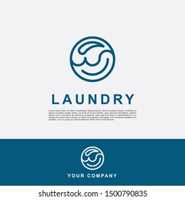 Creative line laundry logo template. Elegant symbol concept.