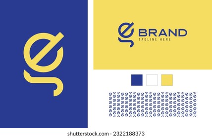 Creative Line Letter logo using alphabet G and E useful for Hospital, Medical, Architecture and healthcare brands with logo variation, color palette and pattern for branding designs