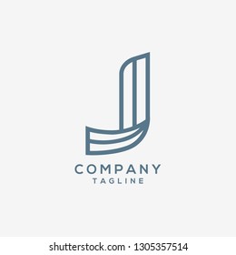 Creative line logo design letter J initial