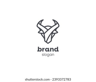 Creative line monogram bull head logo