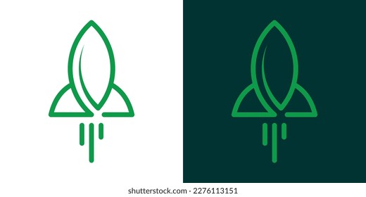 creative line rocket and leaf icon vector illustration