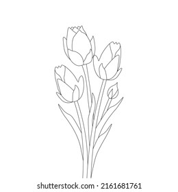 creative line stroke flower coloring page drawing of natural beautiful blossom petal