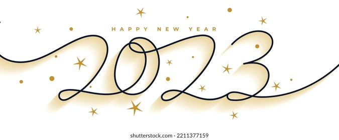 creative line style 2023 lettering new year banner vector 