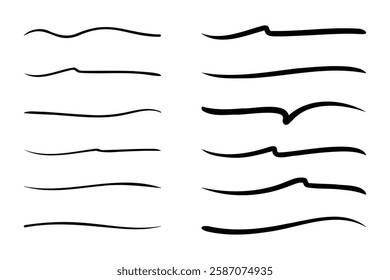 Creative line style underline collection isolated on plain white background