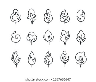 Creative line tree icons' set. 