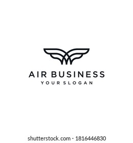 Creative Line Wings Concept Logo Design Vector Template