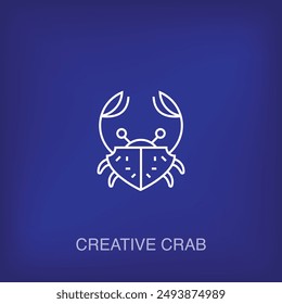 Creative linear crab logo. Unique ocean creature and business, company logo template. vector