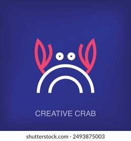 Creative linear crab logo. Unique ocean creature and business, company logo template. vector