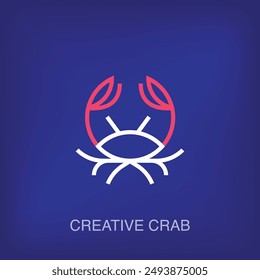 Creative linear crab logo. Unique ocean creature and business, company logo template. vector