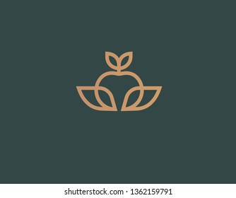 Creative linear icon logo apple plant