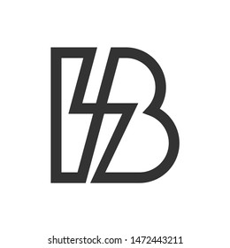 Creative linear initial B with lightning bolt logo icon vector. Thunder or power or energy concept