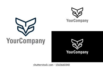 Creative linear letter K and abstract linear animal logo design template. Creative vector emblem, for icon or design concept.