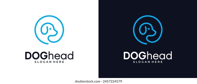 Diseño de logotipo lineal creativo con perros y mascotas