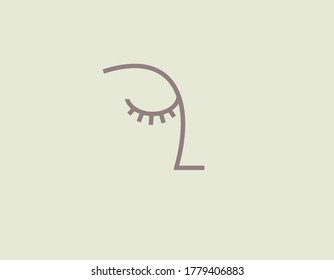 Icono de logotipo lineal creativo nariz y ojo hembra.
