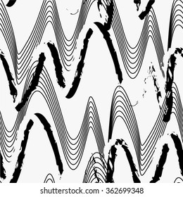 Creative linear pattern, curve,  seamless vector background.