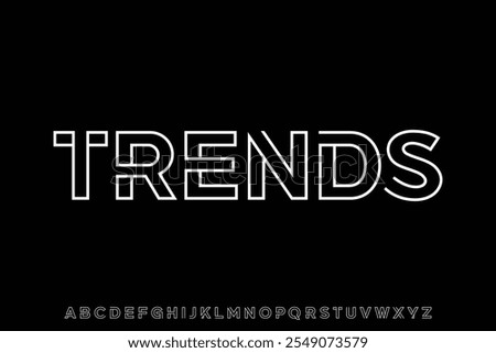 Creative linear sans serif alphabet display font vector illustration