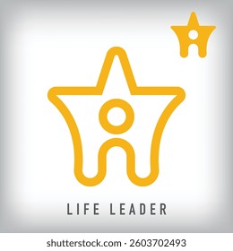 Creative linear star and human life logo design, the moment when the star glorifies the person, corporate identity.