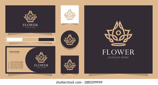 Creative linear style lotus flower logo