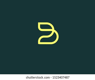 Creative linear yellow logo letter B symbol for business company