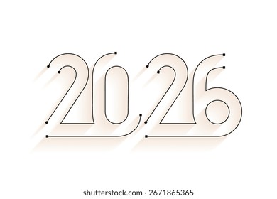 creative lineart 2026 typography for new year eve vector